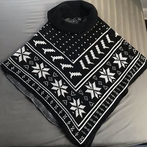 Warm knitted Cowl Pancho Sweater